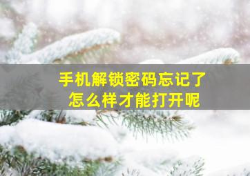 手机解锁密码忘记了 怎么样才能打开呢